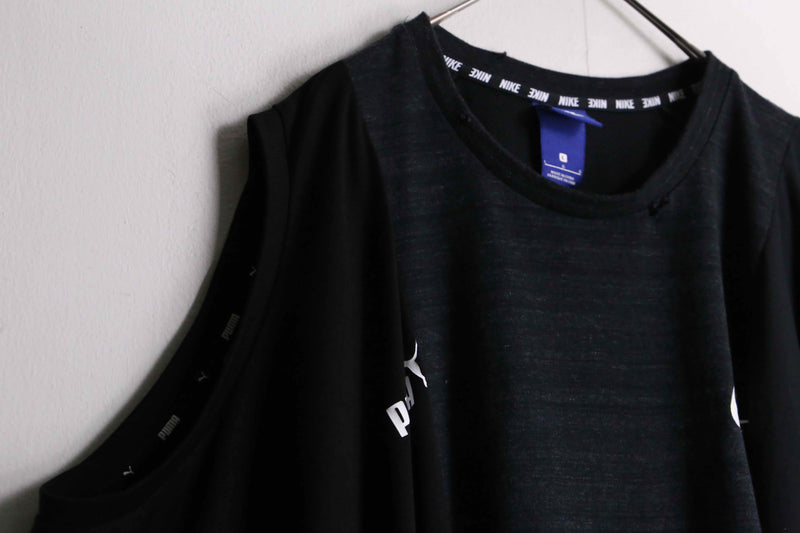 "Re:make" 3docking asymmetry black Tee