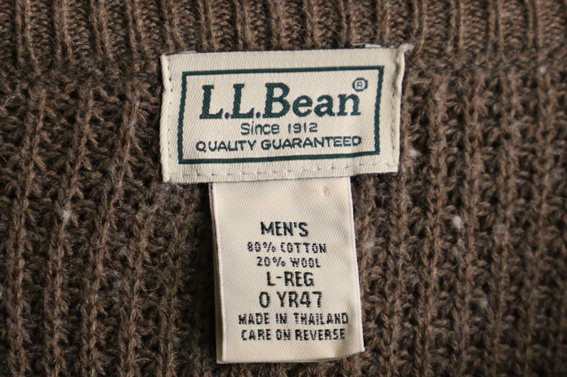 "L.L.BEAN" brown thermal henley neck