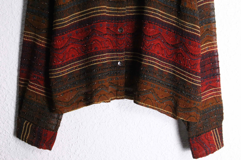 "CHICO'S" ethnic pattern rame design shirt