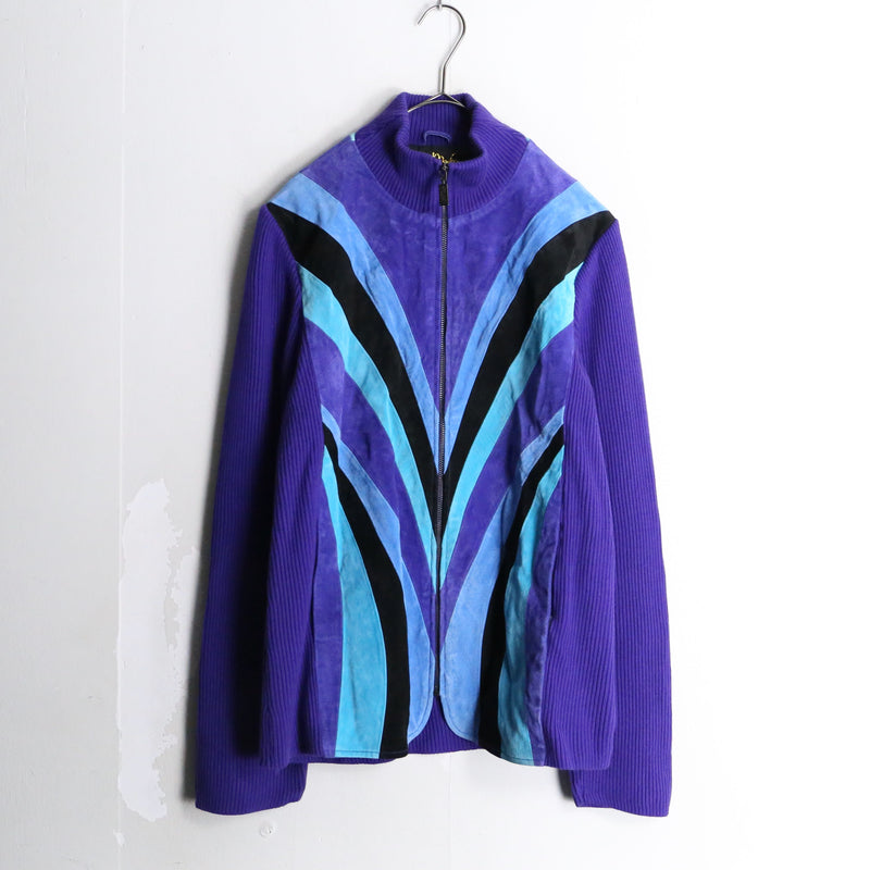 "Bob Mackie" purple leather switch design drivers jacket