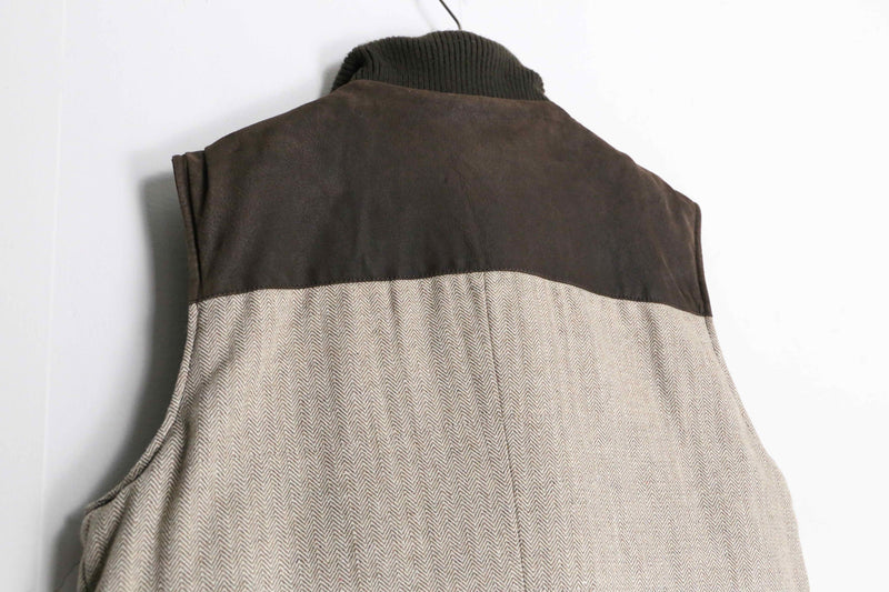 leather × herringbone reversible over vest