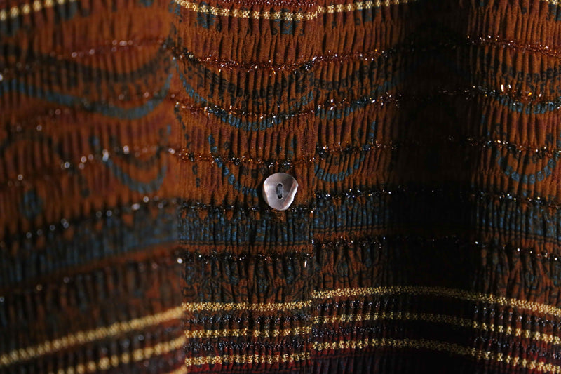 "CHICO'S" ethnic pattern rame design shirt