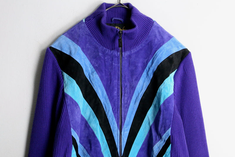 "Bob Mackie" purple leather switch design drivers jacket