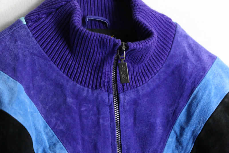 "Bob Mackie" purple leather switch design drivers jacket