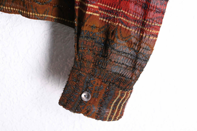 "CHICO'S" ethnic pattern rame design shirt