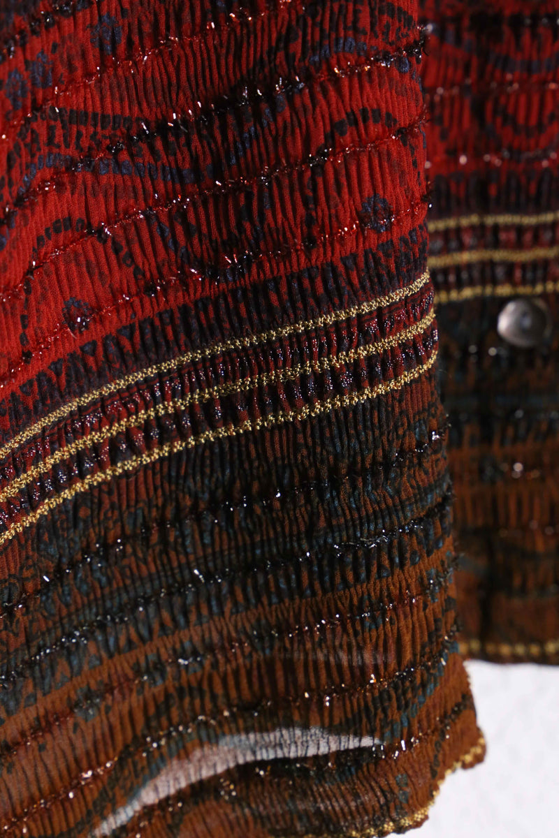 "CHICO'S" ethnic pattern rame design shirt