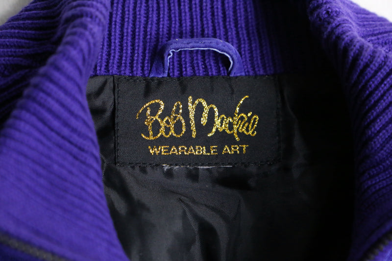 "Bob Mackie" purple leather switch design drivers jacket