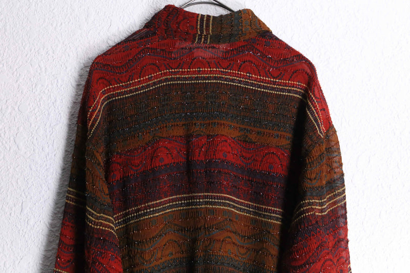 "CHICO'S" ethnic pattern rame design shirt