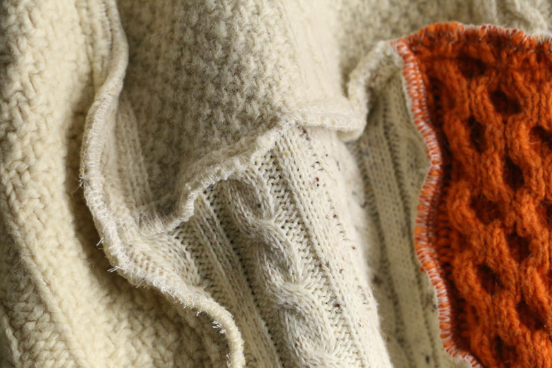 "Re:make" asymmetry patchwork fisherman knit