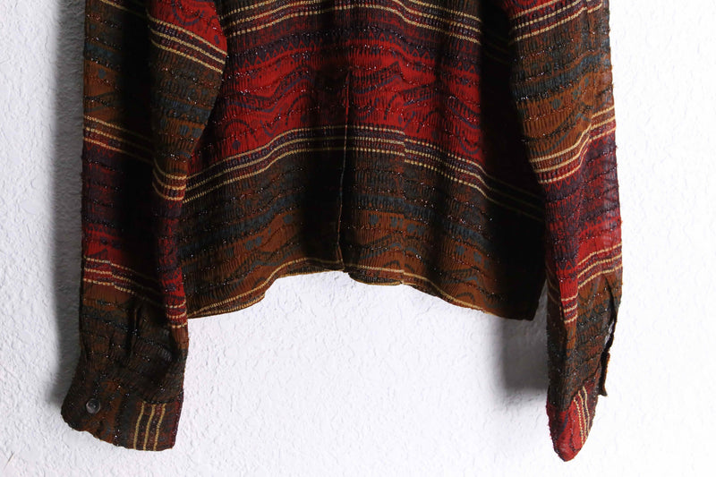 "CHICO'S" ethnic pattern rame design shirt