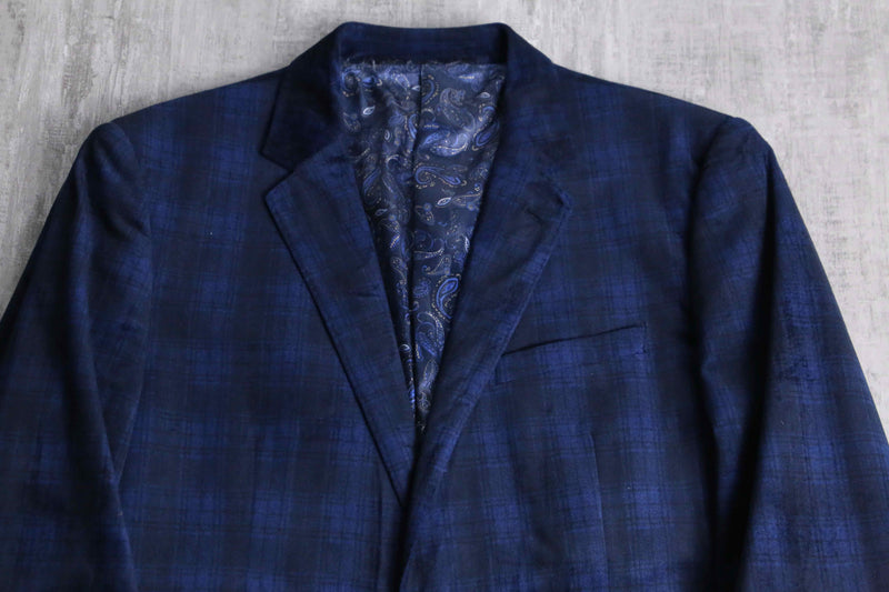 poly rayon velour check tailored jacket