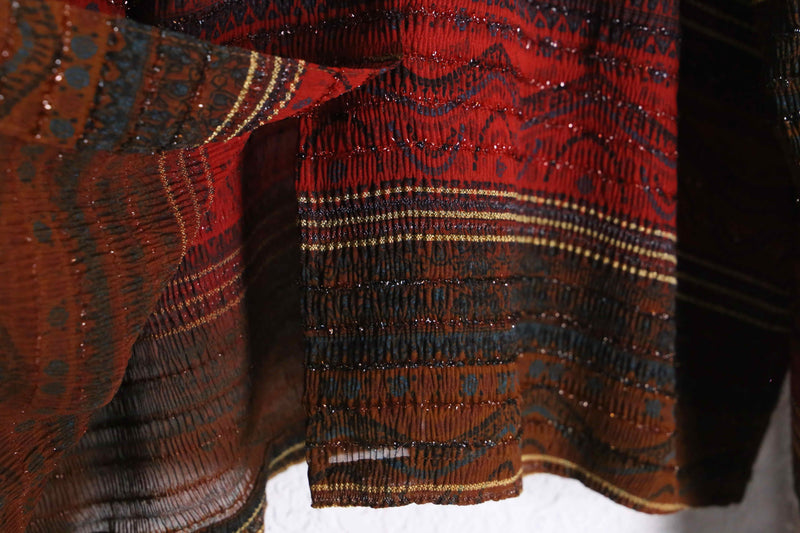 "CHICO'S" ethnic pattern rame design shirt