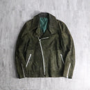 olive nubuck-like leather double riders jacket