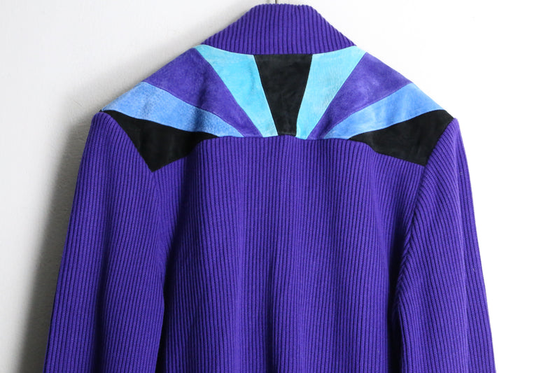 "Bob Mackie" purple leather switch design drivers jacket