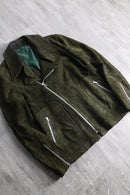olive nubuck-like leather double riders jacket