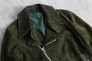 olive nubuck-like leather double riders jacket