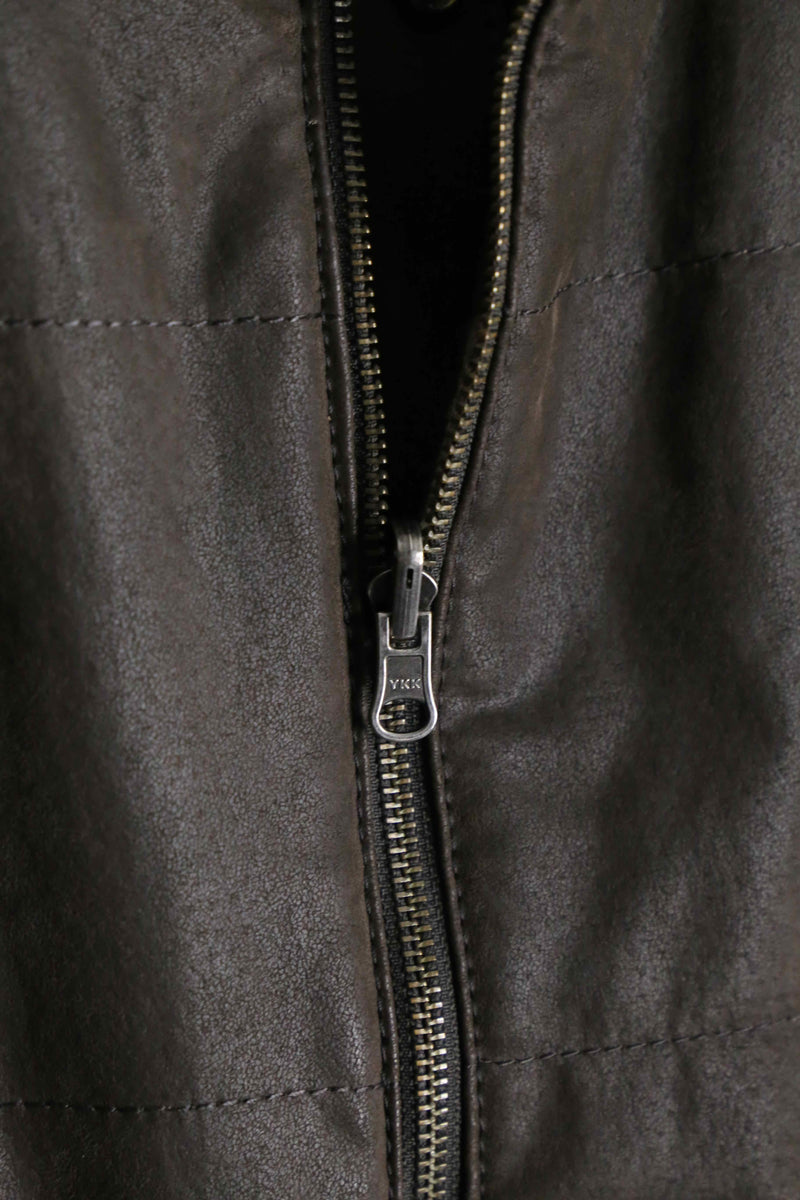 leather × herringbone reversible over vest