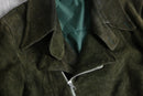 olive nubuck-like leather double riders jacket