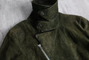 olive nubuck-like leather double riders jacket