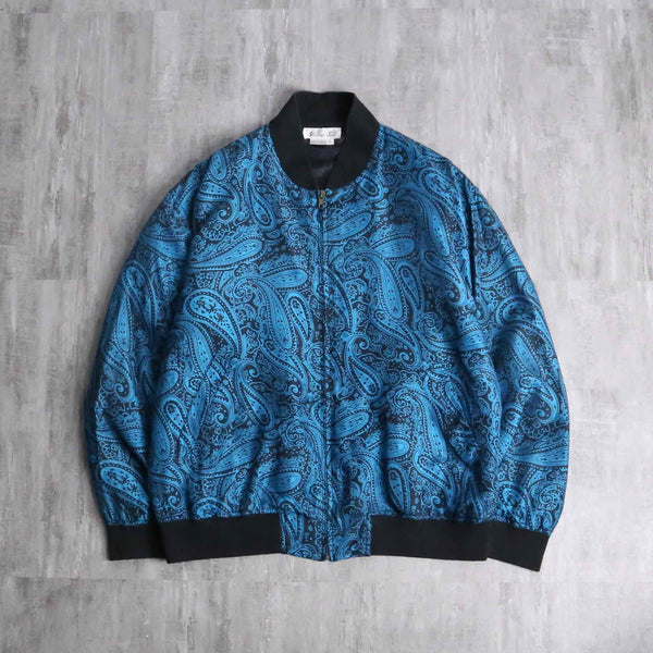 total blue paisley pattern silk blouson