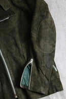 olive nubuck-like leather double riders jacket