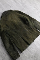 olive nubuck-like leather double riders jacket