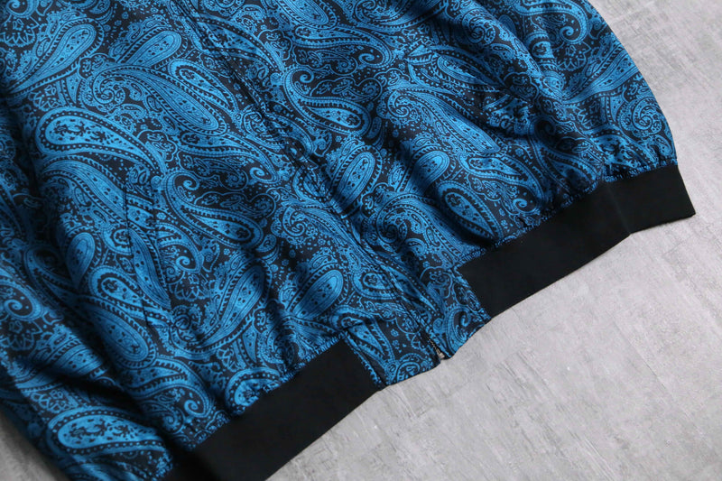 total blue paisley pattern silk blouson
