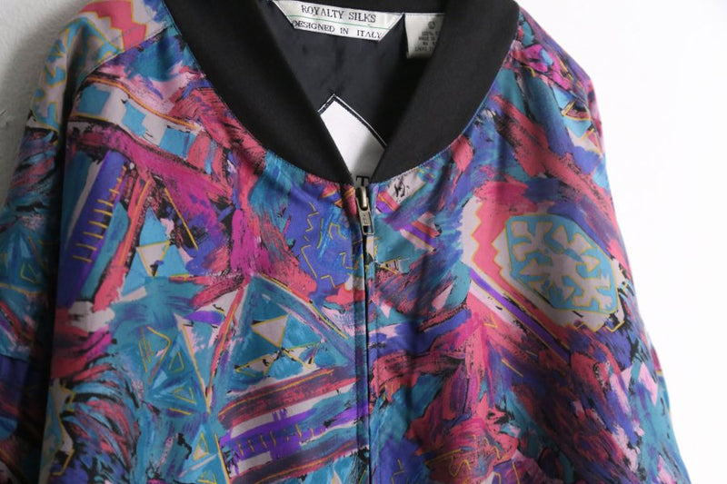 dark tone artistic design silk blouson