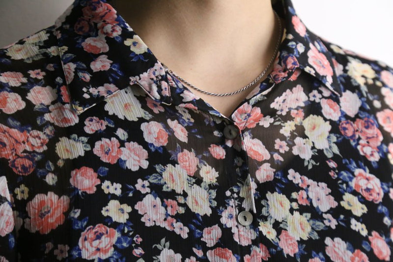 small flower pattern sheer shirt