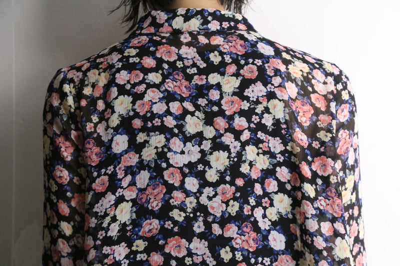 small flower pattern sheer shirt